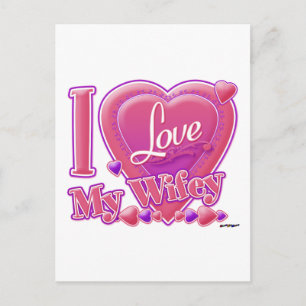 I Kärlek My Wifey rosa/lila - hjärta Vykort