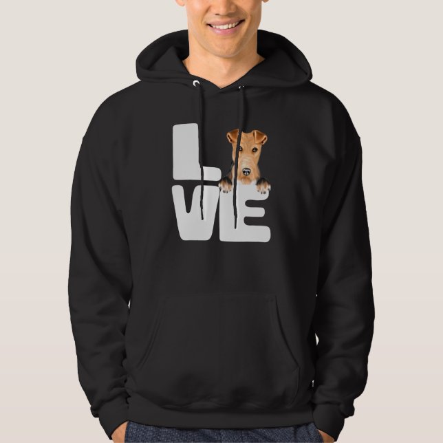 I Kärlek My Wire Fox Terrier Hund Hoodie (Framsida)