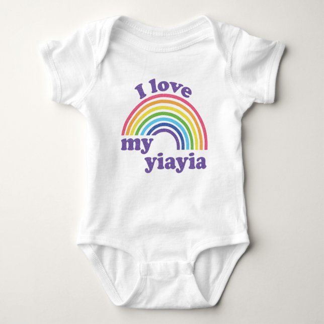I Kärlek My Yiayia - Cute Rainbow T Shirt (Framsida)