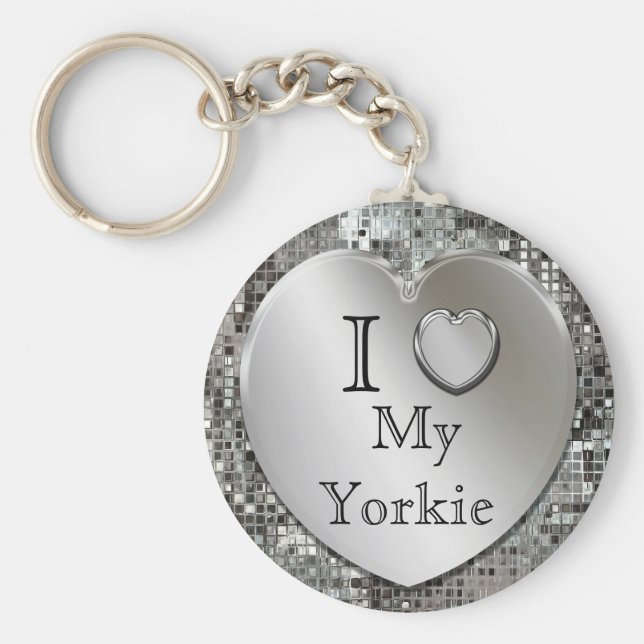 I Kärlek My Yorkie Hjärtnyckelring Nyckelring (Framsidan)