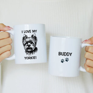 I Kärlek My Yorkie Personlig med Yorkie Sketch Kaffemugg