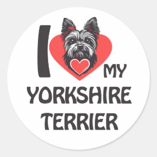 I Kärlek My Yorkshire Terrier - Cute Yorkie Hund Runt Klistermärke