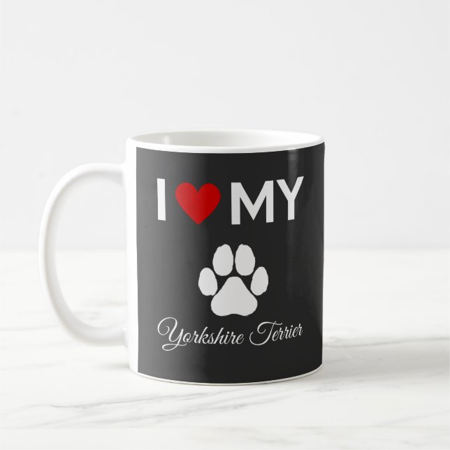 I kärlek my Yorkshire Terrier hund anpassningsbar  Kaffemugg (Vänster)
