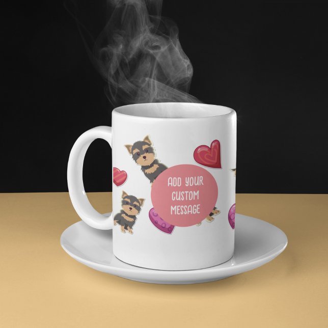 I Kärlek My Yorkshire Terrier Hund Glowing Heart Kaffemugg (Skapare uppladdad)