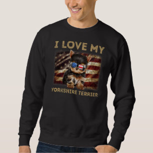 I Kärlek My Yorkshire Terrier Pappa Mamma Amerikan Lång Ärmad Tröja