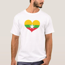 I Kärlek Myanmar Flagga T Shirt