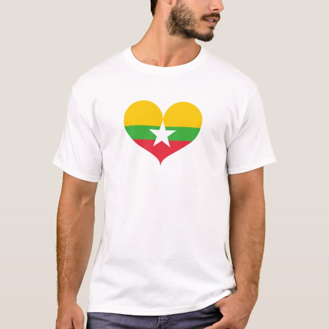 I Kärlek Myanmar Flagga T Shirt (Framsida)