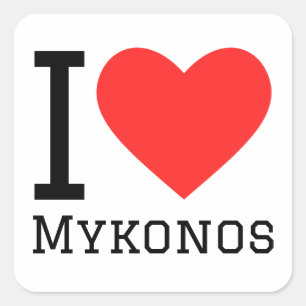 I kärlek Mykonos Fyrkantigt Klistermärke