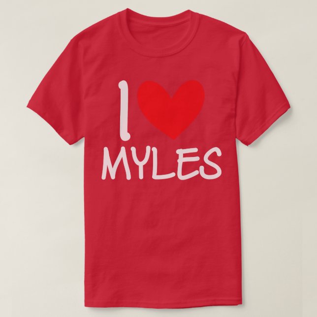 I Kärlek Myles Namn Personlig Manar Guy BFF Friend T Shirt (Design framsida)