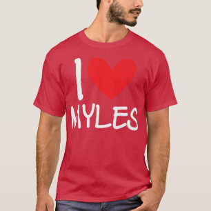 I Kärlek Myles Namn Personlig Manar Guy BFF Friend T Shirt