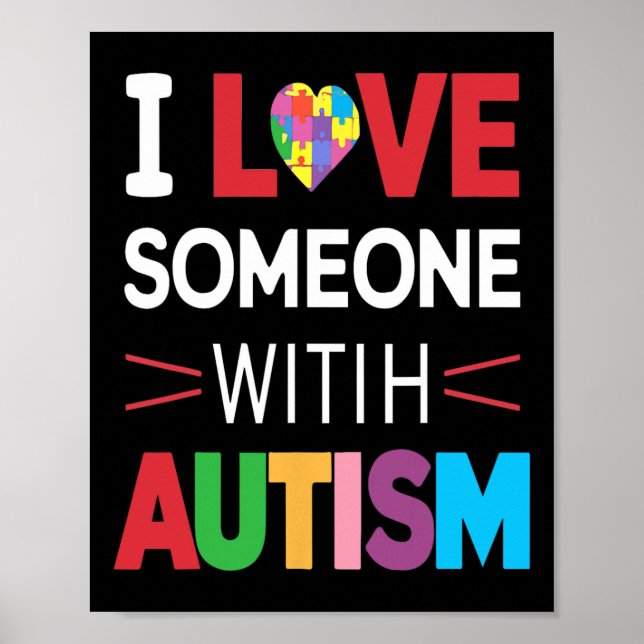 I Kärlek någon med autism Awareness Manar Women Ki Poster (Framsidan)