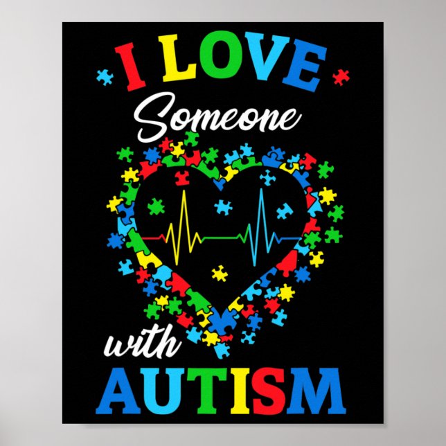 I Kärlek någon med autism Awareness Manar Women Ki Poster (Framsidan)