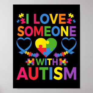I Kärlek någon med autism Awareness Puzzle Delarar Poster