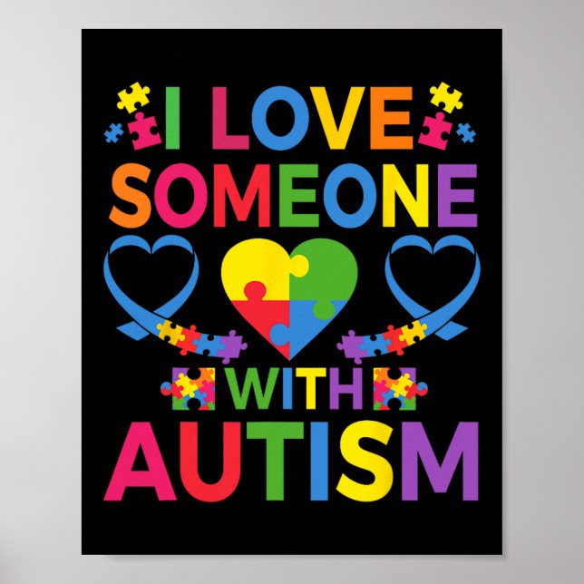 I Kärlek någon med autism Awareness Puzzle Delarar Poster (Framsidan)