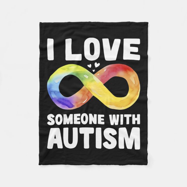 I Kärlek någon med autism Awareness Rainbow Infin Fleecefilt (Framsidan)