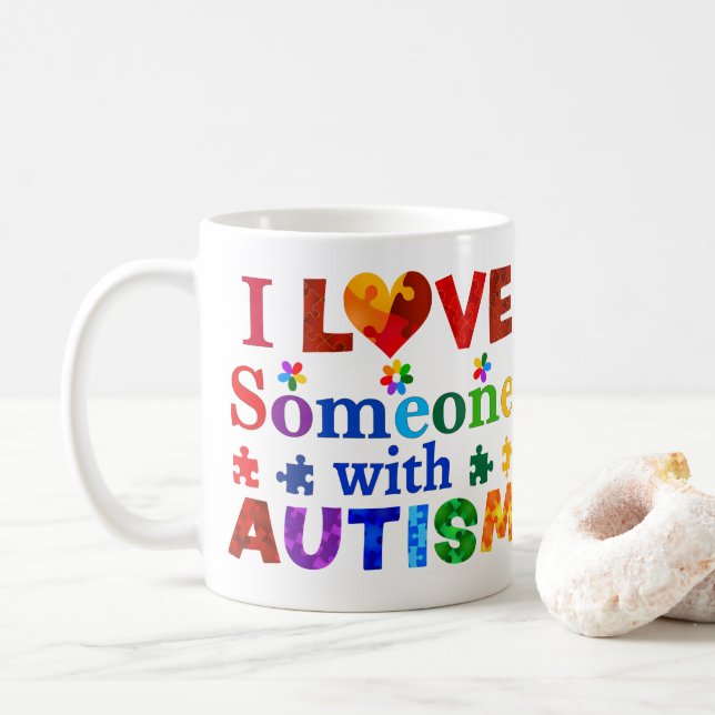 I Kärlek någon med AUTISM Kaffemugg (Med munk)