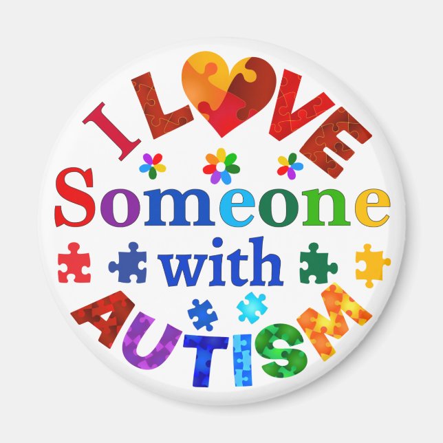 I Kärlek någon med AUTISM Magnet (Framsidan)