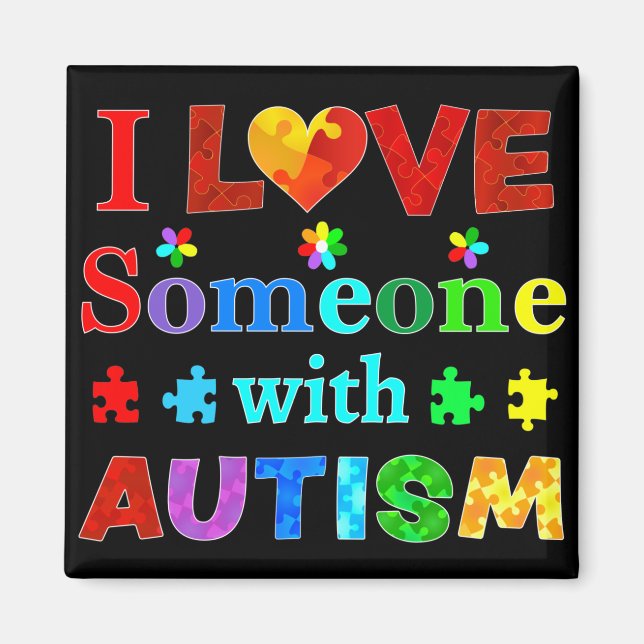 I Kärlek någon med AUTISM Magnet (Framsidan)