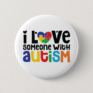 I Kärlek någon med autism Medvetenhet Knapp