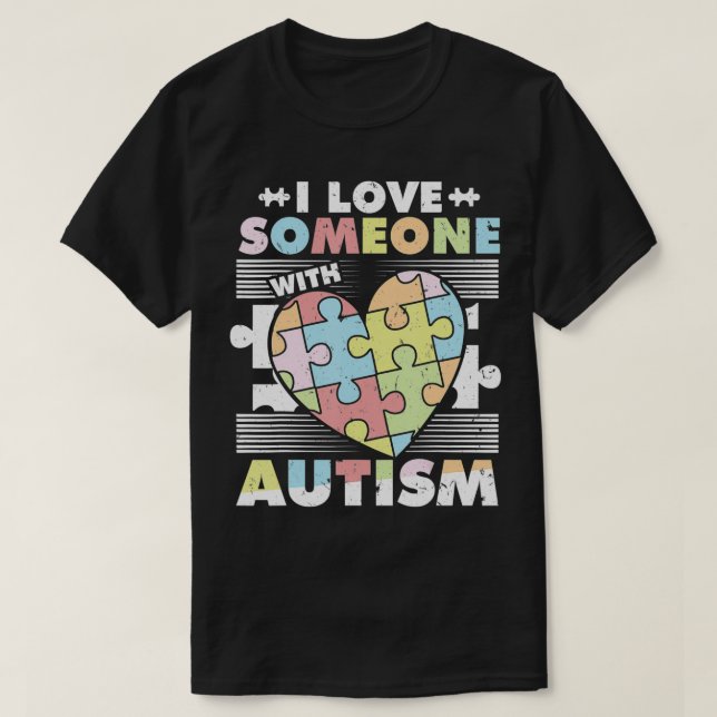I Kärlek någon med autism puzzle Biet T Shirt (Design framsida)