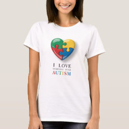 I Kärlek någon med autism - Puzzle Heart-symbol T Shirt