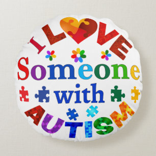 I Kärlek någon med AUTISM Rund Kudde