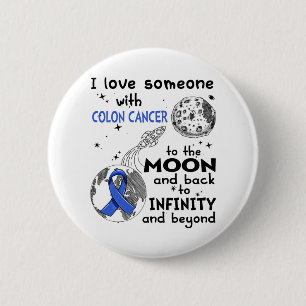 I kärlek någon med Colon Cancer Awareness Knapp