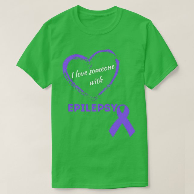 I Kärlek någon med Lila Awareness Ribb med epileps T Shirt (Design framsida)