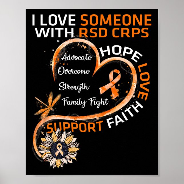 I kärlek någon med RSD CRPS Awareness Dragonfly S Poster (Framsidan)