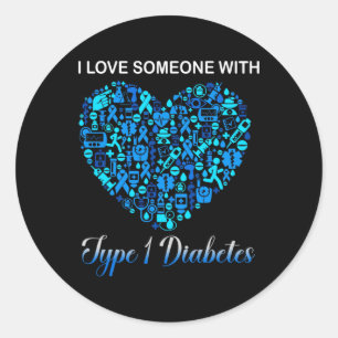 I Kärlek någon med typ 1-diabetes Medveten diabete Runt Klistermärke