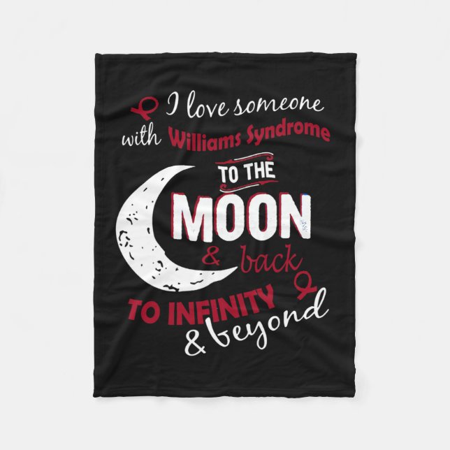 I Kärlek någon med Williams Syndrome Ribbon Medvet Fleecefilt (Framsidan)