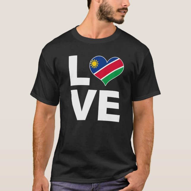 I Kärlek Namibia Heart Flagga Namibia T Shirt (Framsida)
