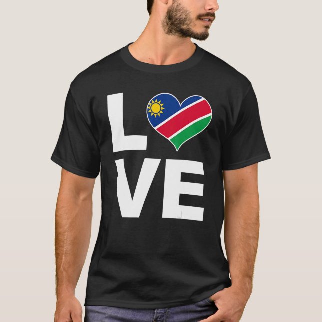 I Kärlek Namibia Heart Flagga Namibia T Shirt (Framsida)