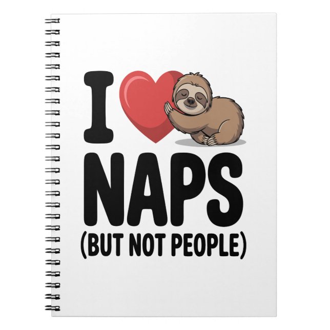 I Kärlek Naps Cute Sloth Heart Anteckningsbok (Framsidan)