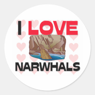 I Kärlek Narwhals Runt Klistermärke
