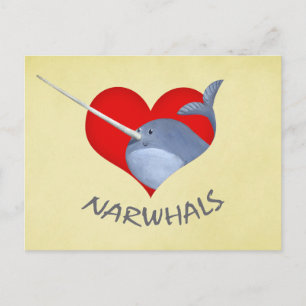 I kärlek Narwhals Vykort