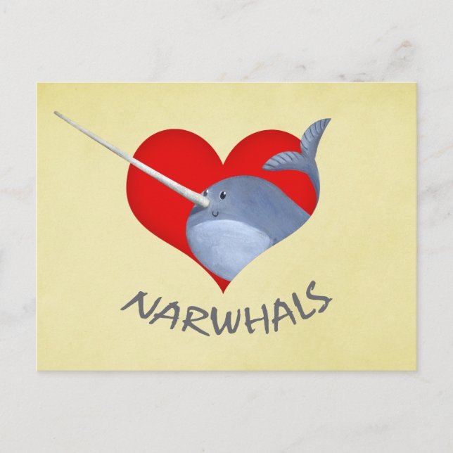 I kärlek Narwhals Vykort (Framsida)
