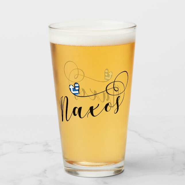 I Kärlek Naxos, Grekiska Flagga Glaskopp (Baksida fylld)