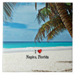 I Kärlek Neapel, Florida Kakelplatta<br><div class="desc">"I Kärlek Neapel,  Florida, " soldag på stranden,  nyckelkedja.</div>