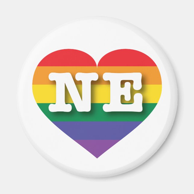 I kärlek Nebraska Gay pride Rainbow Heart Magnet (Framsidan)