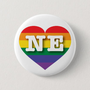 I Kärlek Nebraska Rainbow Heart Knapp
