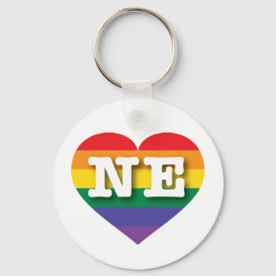 I Kärlek Nebraska Rainbow Heart Nyckelring