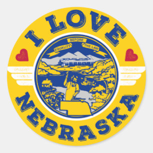 I Kärlek Nebraska Statlig flagga och Karta Runt Klistermärke