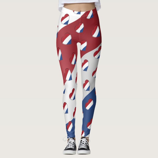 I Kärlek Nederländerna, Nederländska Flagga Färg F Leggings (Framsida)