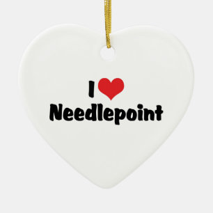 I Kärlek Needlepoint Julgransprydnad Keramik
