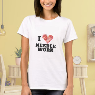 I Kärlek Needlework Kor Stitch Heart T Shirt