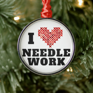 I Kärlek Needlework Kor Stitch Julgransprydnad Metall