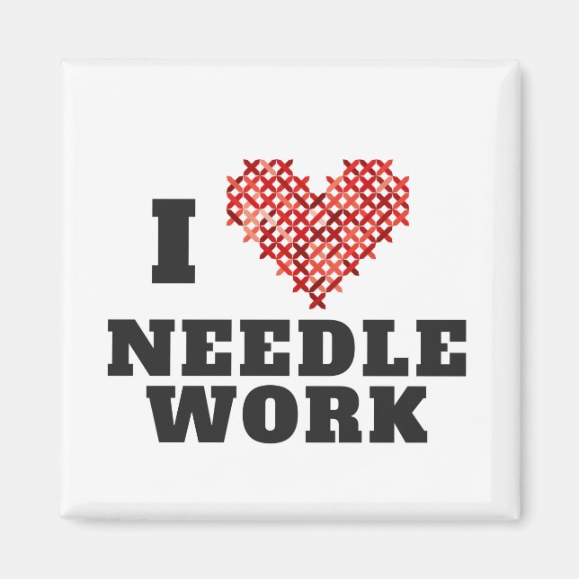 I Kärlek Needlework Kor Stitch Magnet (Framsidan)