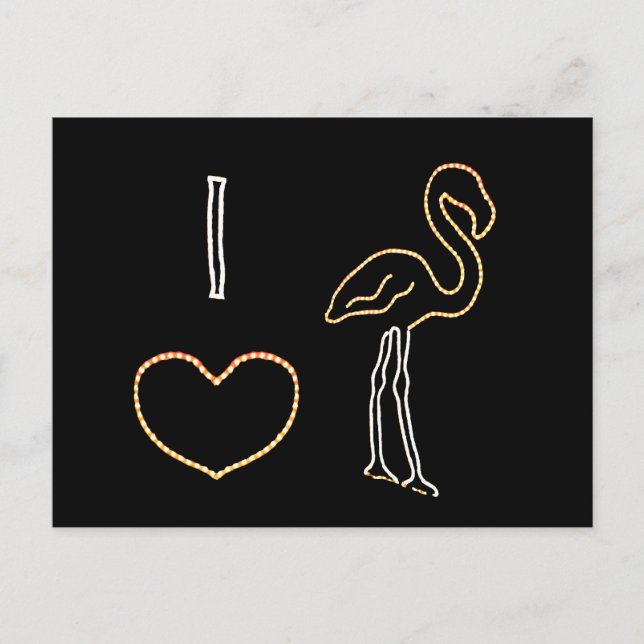 I Kärlek Neon Flamingos vykort (Framsida)