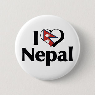I Kärlek Nepal Flagga Knapp